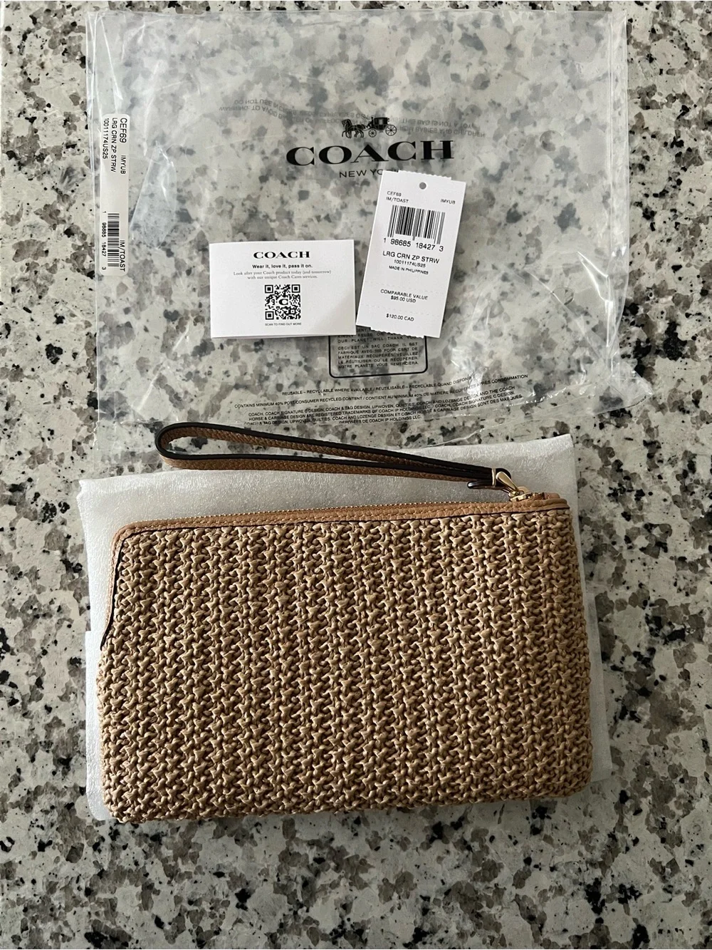 COACH Large Corner Zip Wristlet (Gold/Toast) NWT